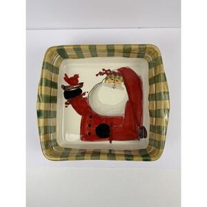 Viertri Old St. Nick Baking Dish 9" Made in Italy Christmas Santa